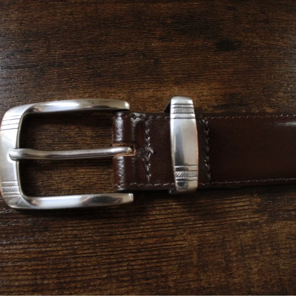 Canterbury Genuine Leather Brown Belt with Silver Buckle